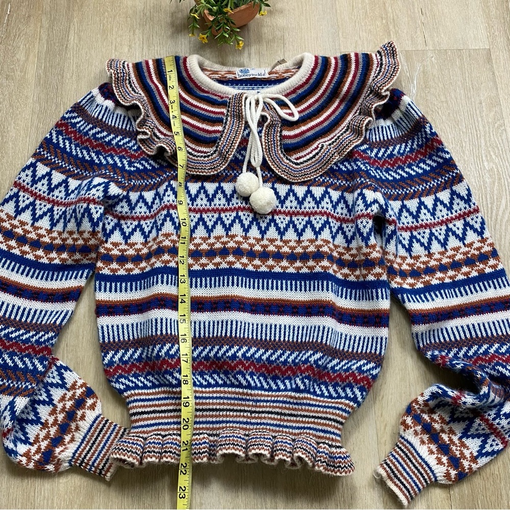 Vintage 70's Patterned Collared Sweater - Picture 8 of 9